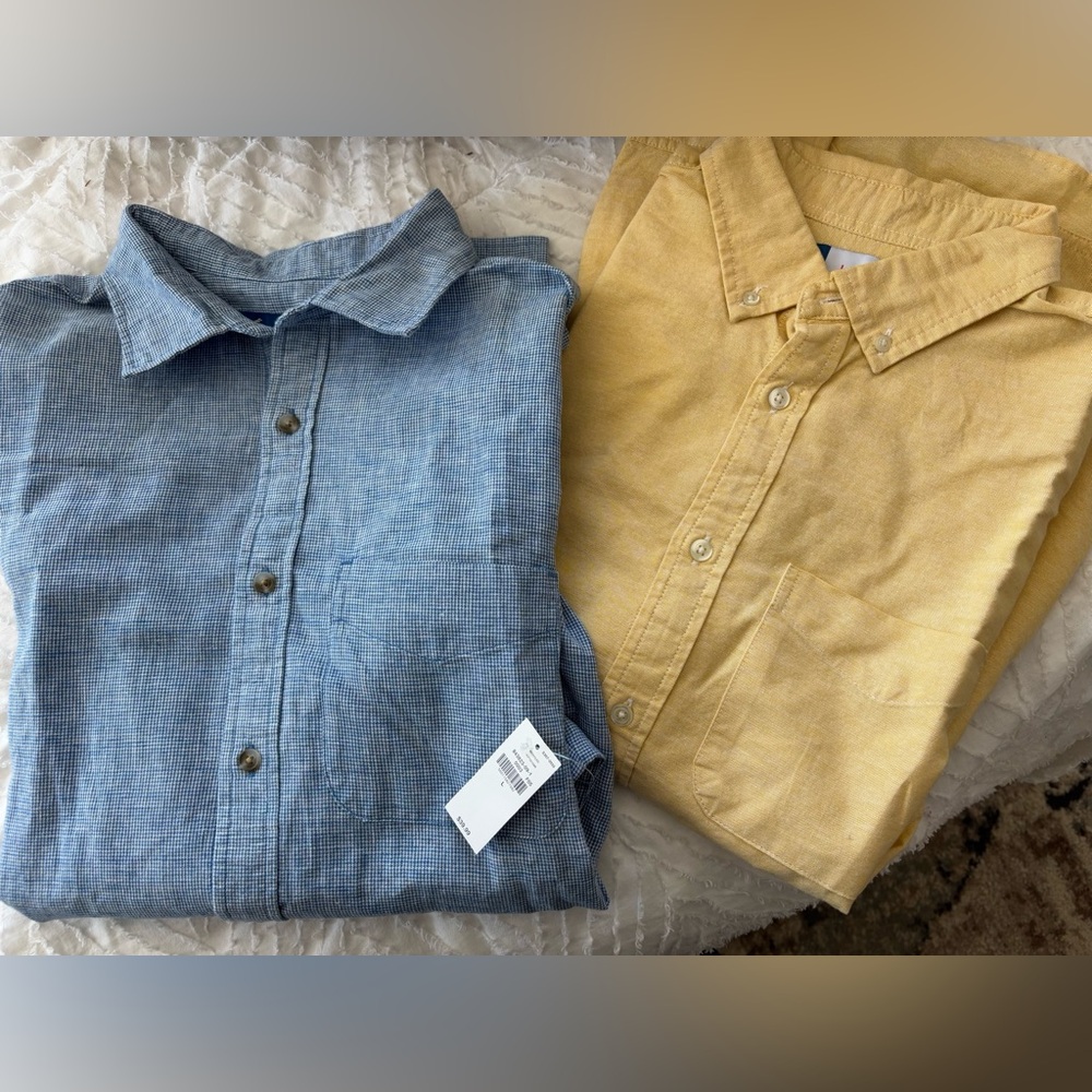 NWT Bundle of Two Men’s Everyday Long Sleeve Button Down. Blue is Linen Blend.